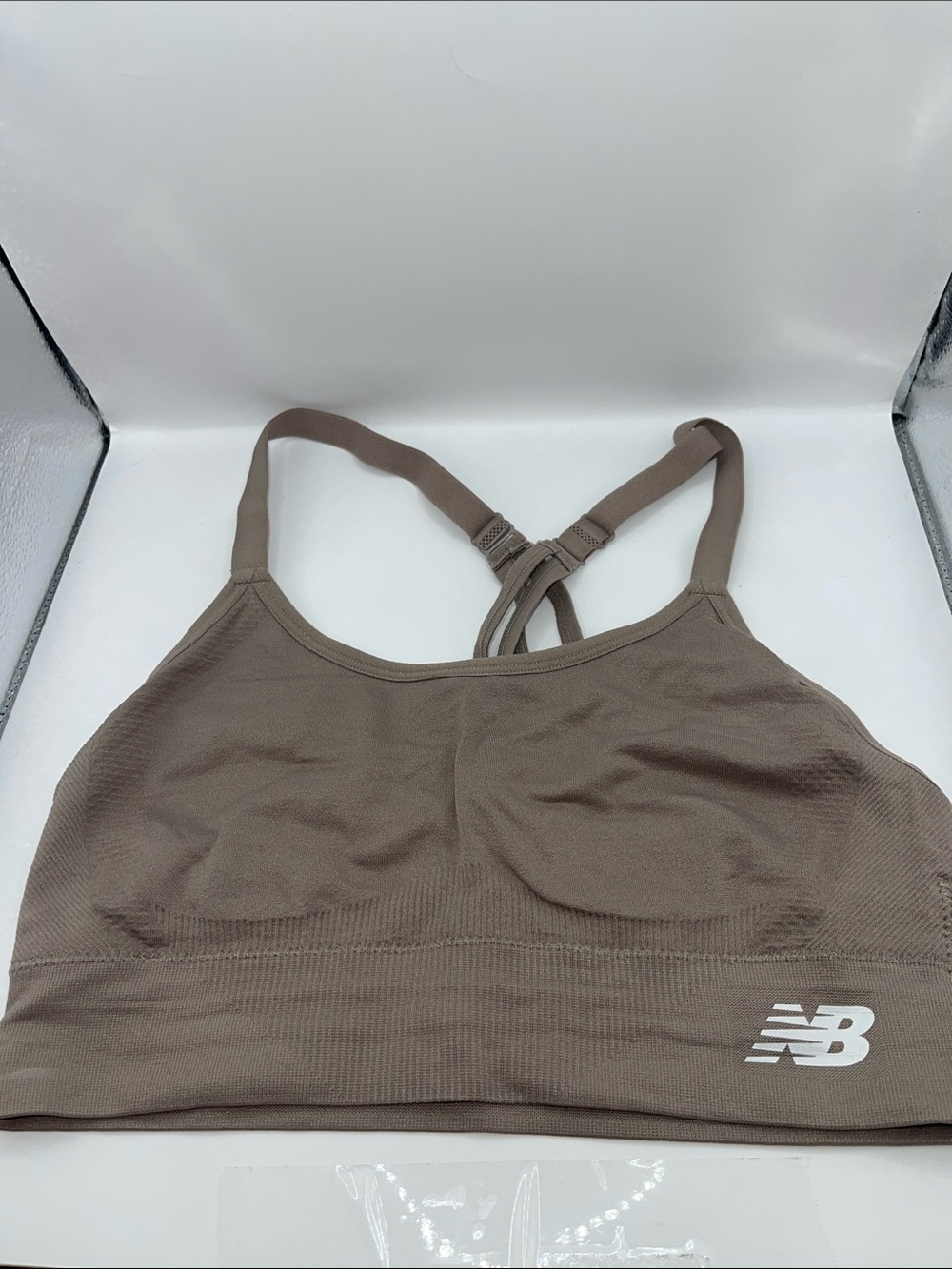 New Balance Women's Taupe Brown Adjustable-Strap Sports Bra